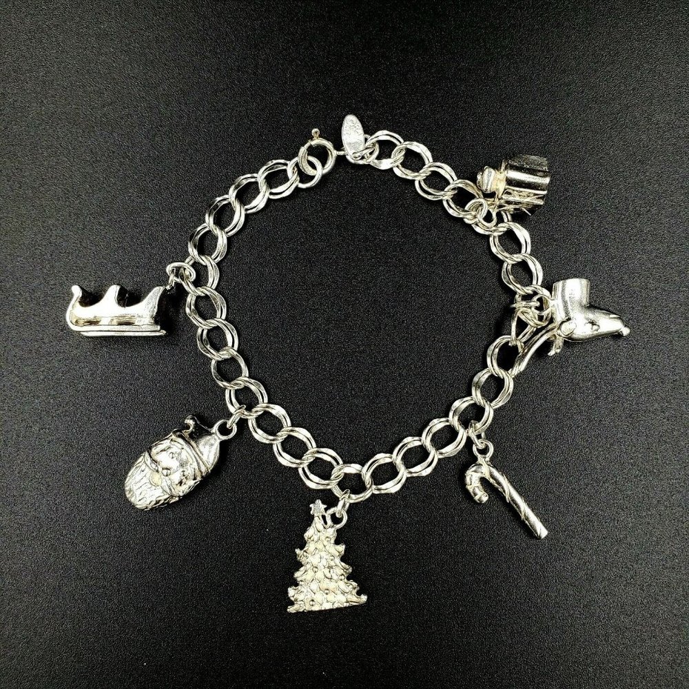 Silver Plated Christmas Six Charm Bracelet